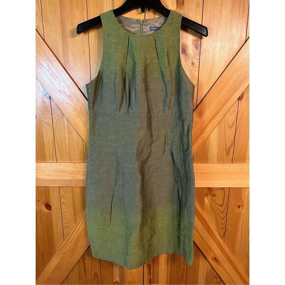 Vince Ombre Sheath Dress Linen Sleeveless Pocket Lined Green Classic 6 (4629) - Picture 1 of 7